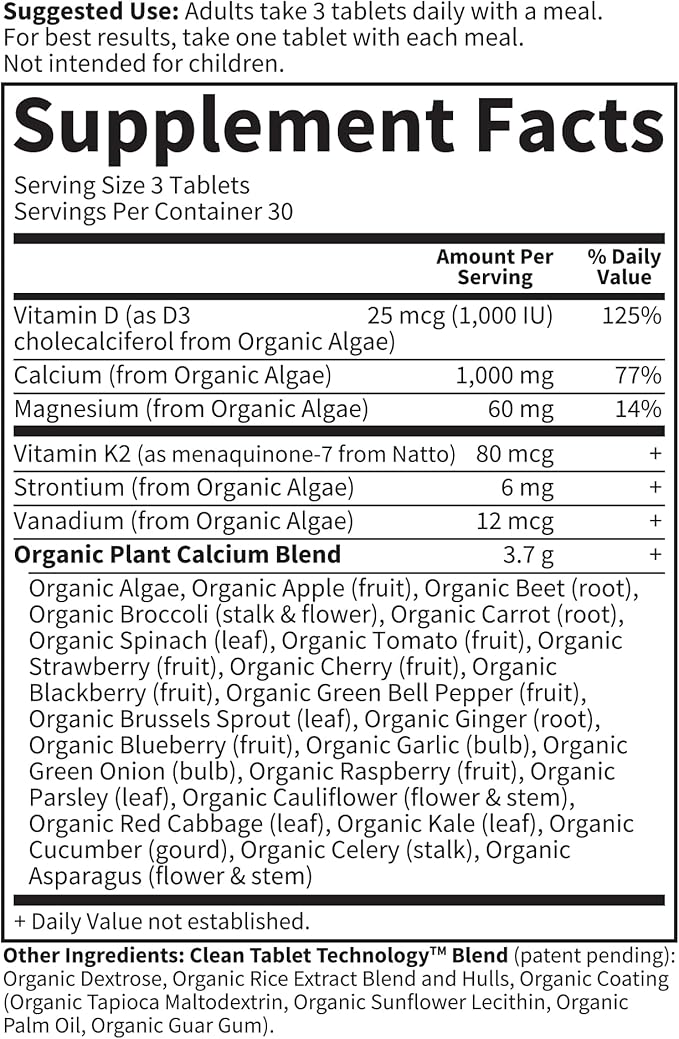 Garden of Life Calcium Supplement with Magnesium &amp Organic Vitamin D3 K2 Made from Whole Foods Gluten-Free 90 Count (Pack of 6)