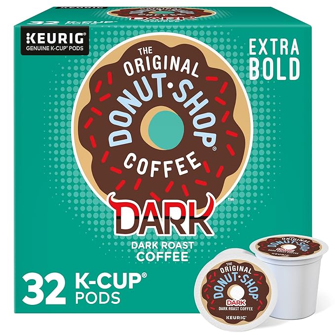 The Original Donut Shop Dark Keurig Single Serve K-Cup Pods Dark Roast Coffee Pods 32 Count