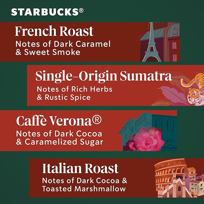 Starbucks K-Cup Coffee Pods Dark Roast Hot or Iced Coffee Variety Pack 96 Keurig Pods
