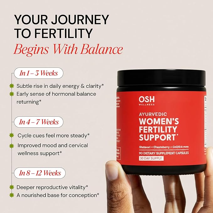 Freshly Moms Ayurvedic Fertility Supplements for Women | Support Ovulation | Conception for Women | Egg Quality | Maca Root Vitex &amp Vitamins | Vegan | 90 Capsules - OSH Wellness
