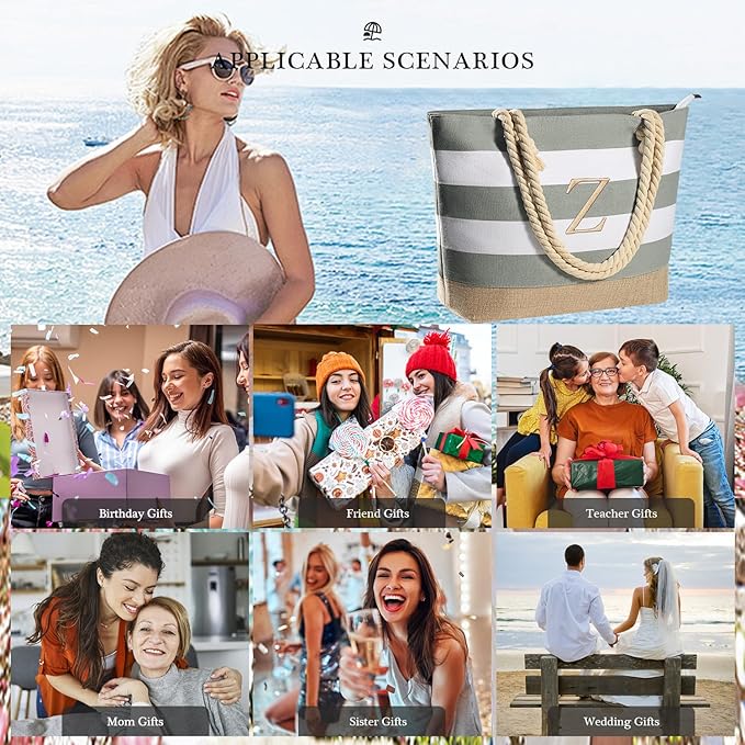 YOOLIFE Beach Bags for Women - Travel Canvas Beach Tote Pool Waterproof Bag Travel Essentials Gifts for Women Birthday