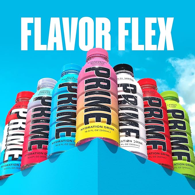 PRIME Hydration STRAWBERRY BANANA Sports Drinks Electrolyte Enhanced for Replenishing Fluids 250mg BCAAs B Vitamins Antioxidants Low Sugar 16.9 Fl Oz 12 Pack