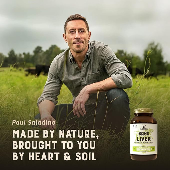 Heart &amp Soil – 100% Grass Fed &amp Finished Bone Marrow &amp Beef Liver from Regenerative Cattle – Supports Bones joints Tissue &amp Skin – 3000mg Libido Booster For Women &amp Men – Glass B
