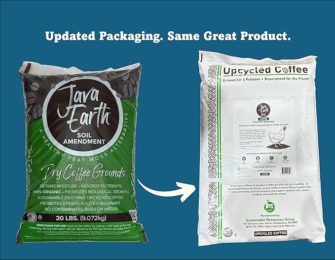 JavaEarth® Loose Poultry Bedding Upcycled Spent Coffee Grounds 20 lbs