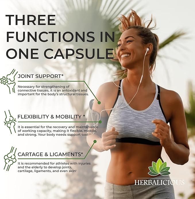 HERBALICIOUS Bovine Collagen Supplements for Men and Women | Hydrolyzed Grass-Fed Bovine Collagen Peptides | Joint Nerve &amp Bone Support | Non-GMO Anti-Aging | 100 Capsules
