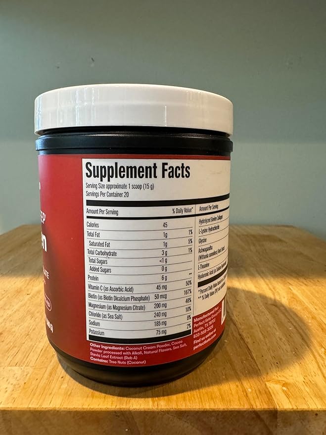Perfect Keto Beauty + Sleep Grass Fed Collagen Peptides Protein Powder with Ashwagandha Magnesium Biotin Hyaluronic Acid L Theanine Hair Skin Nails &amp Relaxation Support Mexican Hot Chocola