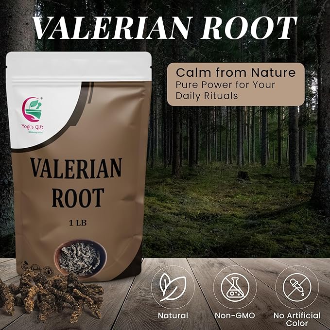 Valerian Root Whole 1 LB 100% Natural &amp Pure for Tea &amp Herbal Blends Naturally Strong Aroma Resealable Bag for Freshness - By Yogi’s Gift®