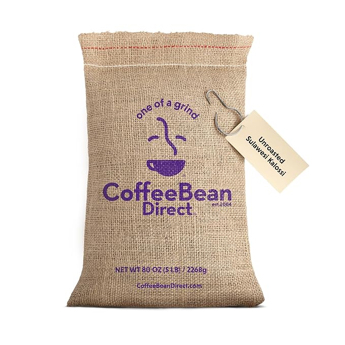 Coffee Bean Direct Unroasted Sulawesi Kalossi 5 Pound (Pack of 1)
