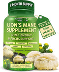 Organic Lion's Mane Supplement Capsules - Contains Naturally Occurring Beta Glucans &amp Polysaccharides Enhanced with Organic Energy &amp Focus Support Blend: Cordyceps Rhodiola Rosea Ginseng 1