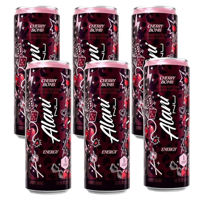 Alani Cherry Energy Drink Sugar Free Low Calorie Energy Drinks - 12 fl oz Can 6 Pack
