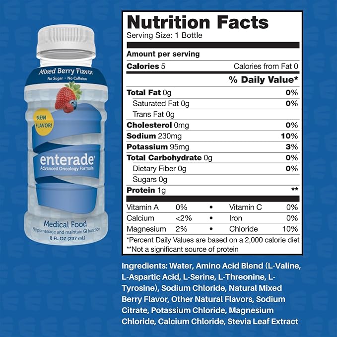 enterade Advanced Oncology Mixed Berry 12 Pack Clinically Proven Formula to Reduce GI Side Effects Chemotherapy Must Haves for Women and Men Chemo Supportive Care Beverage Liquid 8 oz Bottles
