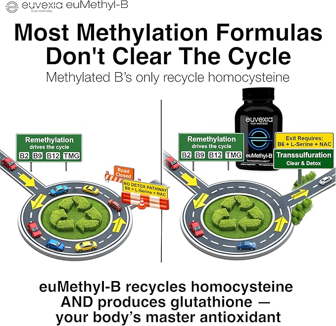 Methylated B Complex Vitamins Riboflavin B6 B12 Folate L-Serine NAC &amp TMG Supplements Brain Heart MTHFR Immune Support - Methylated Multivitamin L Methylfolate Active 5-MTHF (180) Dr Ekberg euMeth
