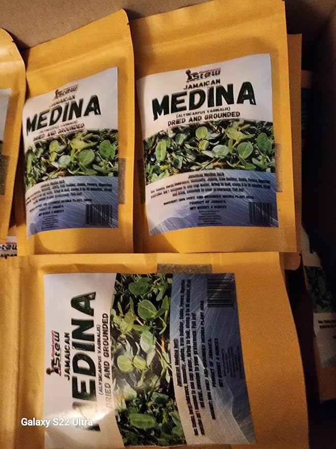 Premium Jamaican Medina Herb Tea 4oz - Organic Dried &amp Ground Loose Leaf Herbal Tea | Wildcrafted Caribbean Botanical | Caffeine Free Traditional Island Wellness Tea | RastaMan Stew