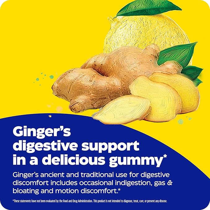 Enzymedica Ginger &amp Vitamin B6 Gummies Support for Occasional Nausea &amp Indigestion High Potency Equivalent to 200 mg Ginger Extract 60 Count