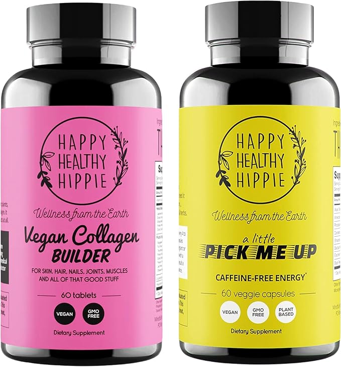 Happy Healthy Hippie Pick Me Up Natural Energy Pills &amp Vegan Collagen Builder