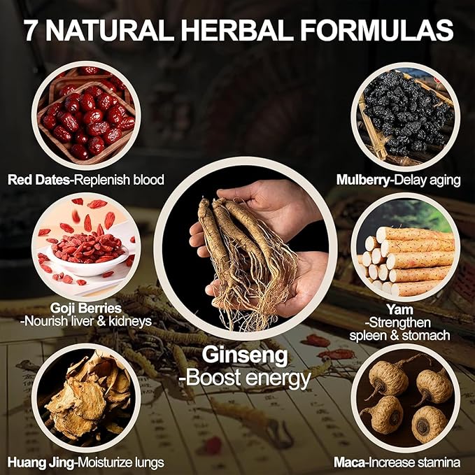 Ginseng Mulberry Herbal Tea 30 bags Kidney Tea Formula Ginseng Six Treasure Tea Organic Liver Support &amp Kidney Cleanse -Healthy Cleansing for Men &amp Women Te Para Limpiar Los Riñones (30bag/