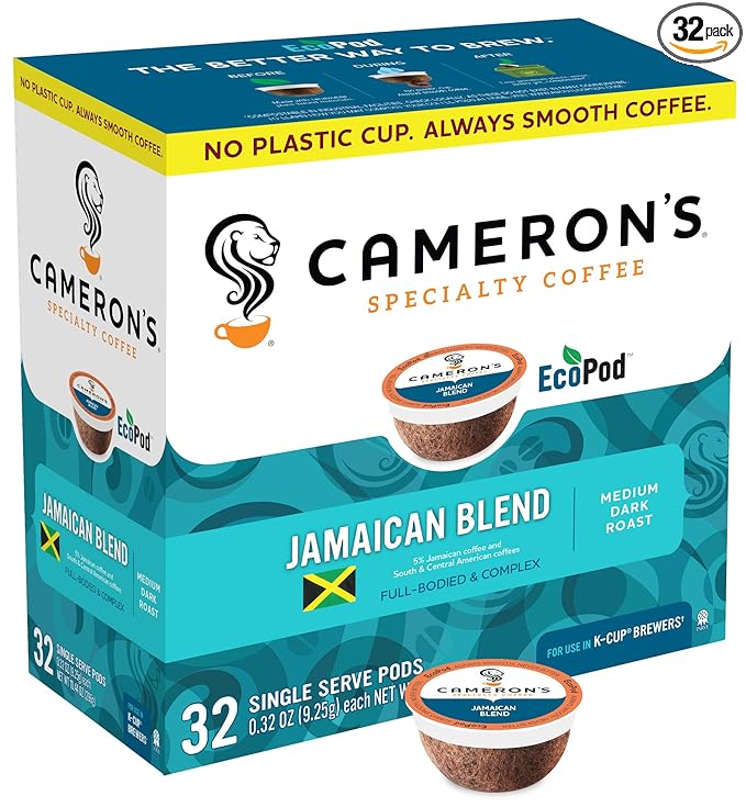 Cameron's Coffee Single Serve Pods Jamaica Blue Mountain Blend 32 Count (Pack of 1)