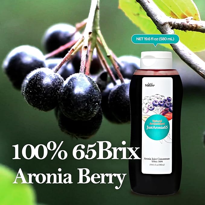 JustNature Polish Aronia Berry(Chokeberry) Juice Concentrate 19.61 Fl Oz (2PK) - Made with 100% Natural Aroniaberries from Poland Mega Antioxidant &amp Immune System Booster
