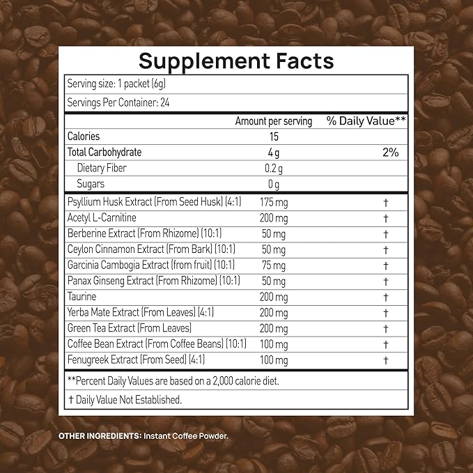 Slim Coffee GLP-1 Supplement | GLP 1 Booster to Control Appetite and Cravings | Great Tasting Metabolic Support - Coffee Bean Extract Green Tea Yerba Mate (Regular)