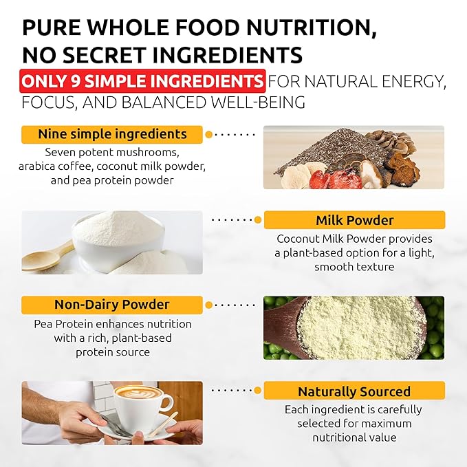 OldSoul Superfood Mushrooms Cappuccino Blend | Arabica Coffee | Approx. 70 Doses | Energy Focus Immunity | 14 oz (400 g)