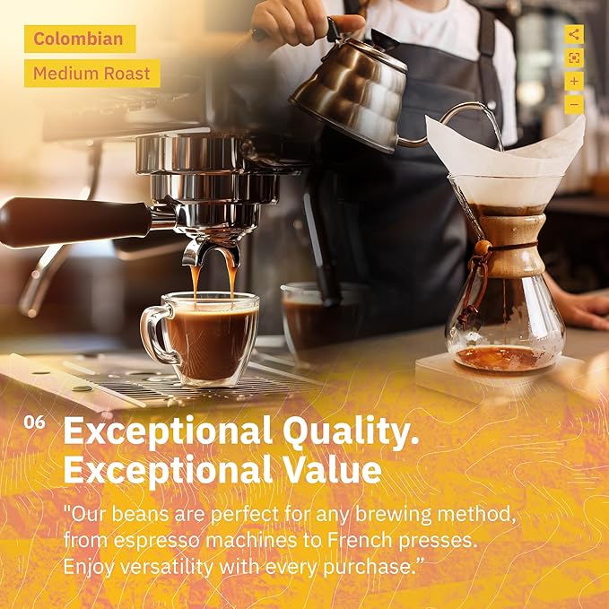 Colombian Medellín Coffee Beans - Single Origin Medium Roast Freshly Roasted To Order Organic Fine Espresso Grind Coffee Specialty Grade Fair Trade and Non-GMO - 5LB