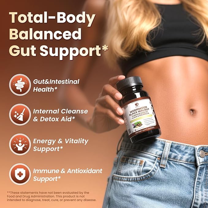 Lukaree Wormwood Black Walnut Cleanse for Human 1200mg – Ultra Gut Cleanse &amp Digestive Health w/Pumpkin Seed OilCloveActivated Charcoal -10X Concentrated Men &amp Women Probiotic Capsules -Veg