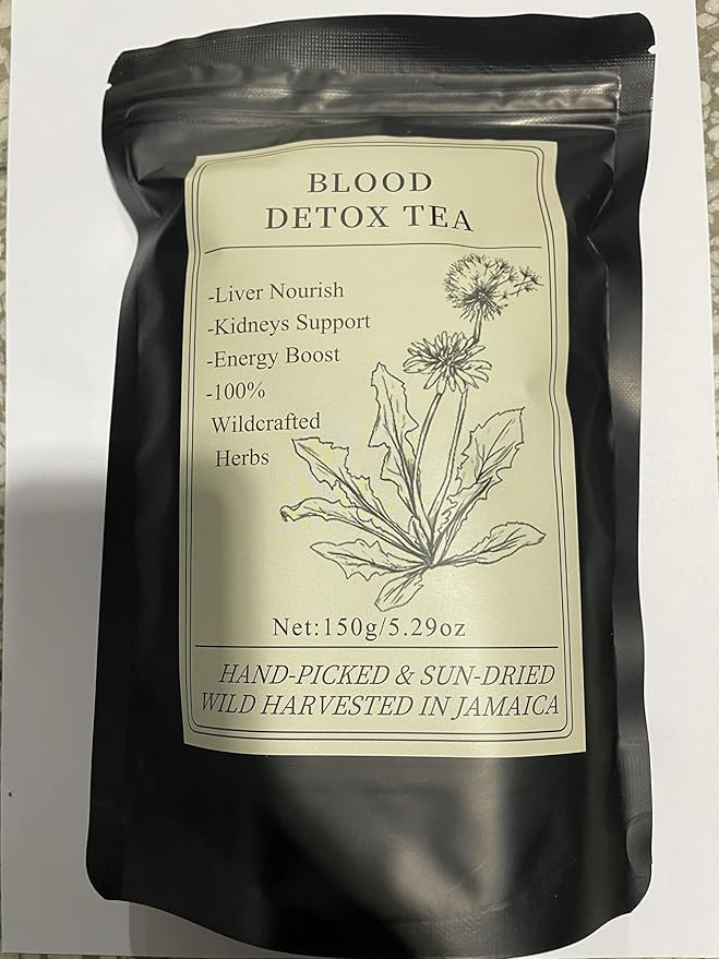 60 Bags Jamaican Healing Garden Blood Detox Tea Chef Tijani Blood Detox Tea Hand Picked and Sun-Dried Wildcrafted Herbs With Guaco Burdock Root Oregano Cinnamon Moringa Caffeine Free (60bags)