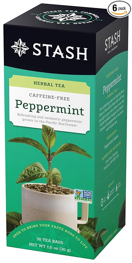 Stash Tea Peppermint Herbal Tea 6 Boxes of 30 Tea Bags Each (180 Tea Bags Total)