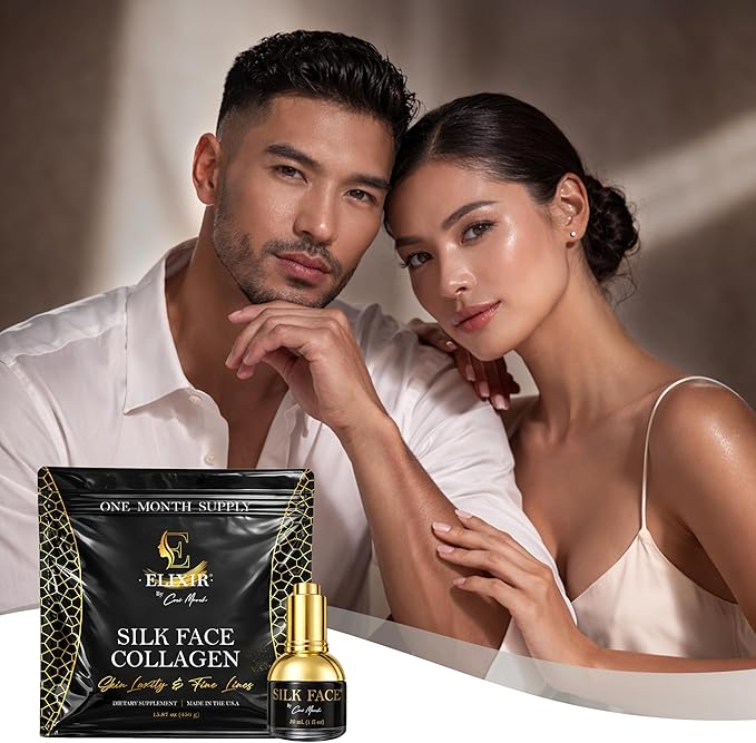 Elixir by Cocó March Silk Face Collagen Bundle for Fine Line Reduction Luxurious Illumination &amp Silky Radiance for Skin Hair Nails and Joints