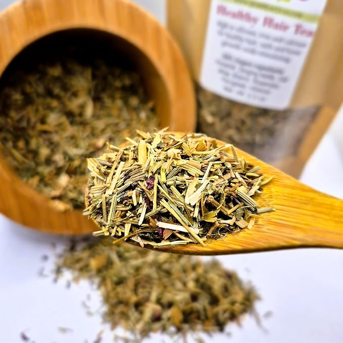HEALTHY HAIR TEA — An Organic mineral-rich Herbal Blend to build Strong Healthy Hair and avoid hair thining Formulated by Master Herbalist Khabir - Non-GMO No Additives