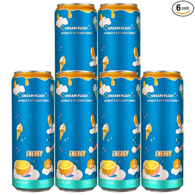 Sugar Free Energy Drink Dream Float Flavor – Clean Energy Zero Calories 12 Fl Oz Cans (Pack OF 6)