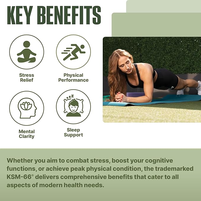 NutraBio Ashwagandha KSM-66 | Ashwagandha Herbal Supplement for Stress Mood &amp Performance | 600 MG of Clinically Studied KSM66 60 Capsules