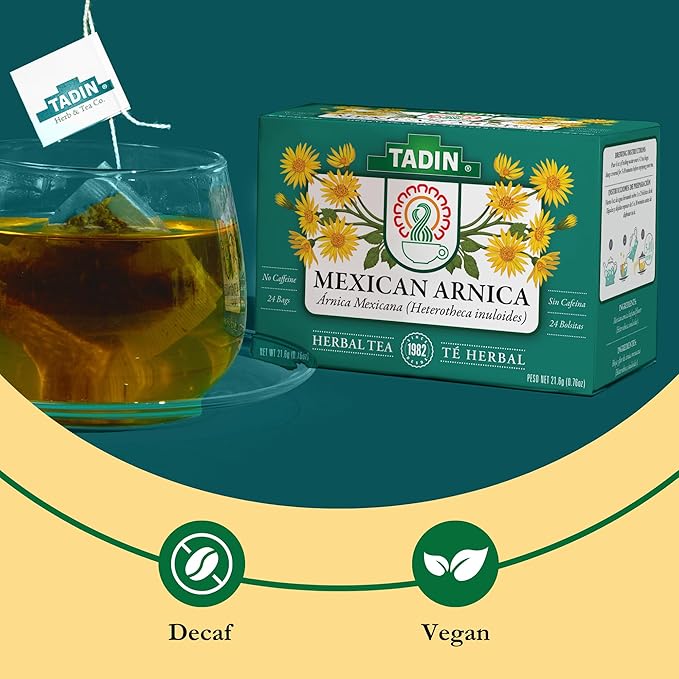 Tadin Mexican Arnica Tea Herbal Tea Caffeine Free 24 Tea Bags Per Box Pack of 6