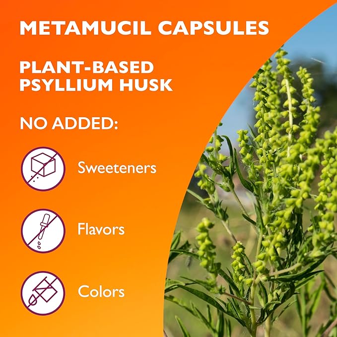 Metamucil Psyllium Husk Fiber Supplement 3-in-1 for Digestive Health Plant Based 160 Count Pack of 2