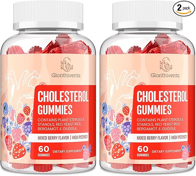 Cholesterol Supplement with Plant Sterols &amp Stanols Guggul Bergamot Orange Extract Red Yeast Rice Cholesterol Complex Gummies Mixed Berry Flavor 120 Counts