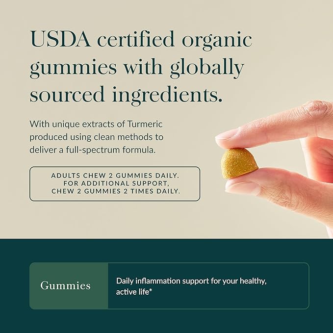 Gaia Herbs Turmeric Supreme Adult Daily Gummies-Daily Swelling Support for Healthy Active Life-USDA Certified Organic Blend of Turmeric and Supportive Herbs-40 Gummies(20-Day Supply) (Pack of 2)