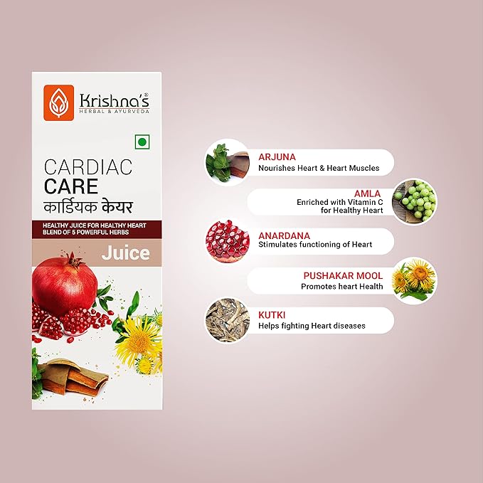 KRISHNA'S HERBAL &amp AYURVEDA Cardiac Care Juice - Ayurvedic Heart Care Expert Healthy Heart Cardiac Wellness Enriched with Arjuna Chaal Kutki Amla Anardana &amp Pushkar Mool 500 ml (Pack of 1)