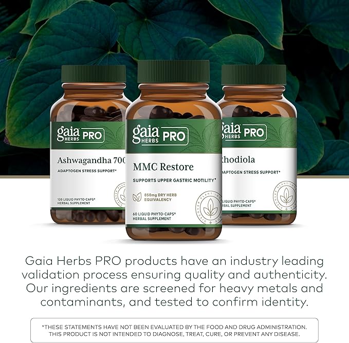 GAIA HERBS PRO MMC Restore - Digestive Health Supplement for Upper Gastric Motility - Contains Fennel Seed Turmeric Root Gentian Root &amp Magnolia Bark - 60 Liquid Phyto-Caps (60 Servings)