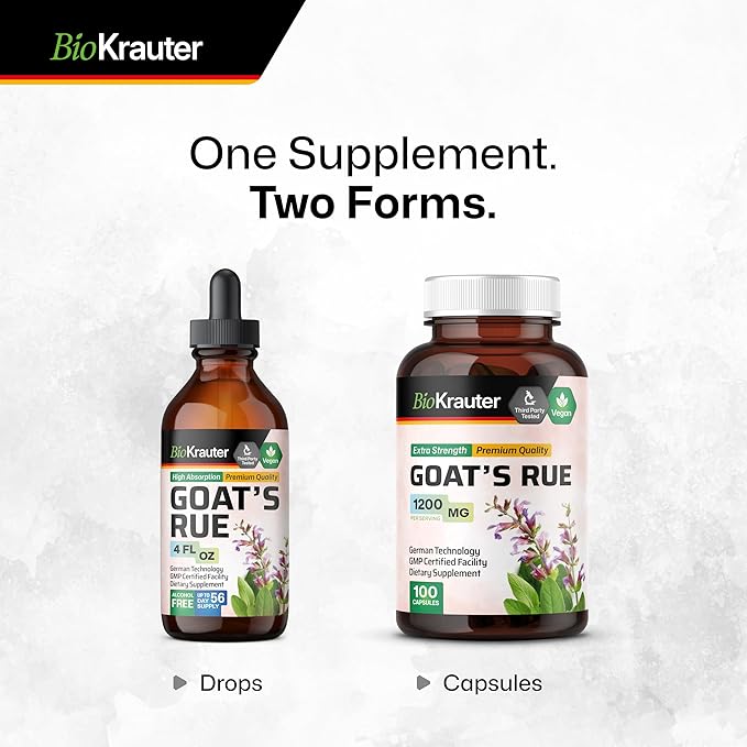 BIO KRAUTER® Goats Rue for Breastfeeding - Pure Vegan Lactation Supplement - Goat’s Rue 100 Capsules 1200 mg per Serving - Natural Supplements for Women - No Fillers Non-GMO 25-Day Supply