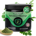 Organic Spirulina + Organic Moringa Greens Powder Gluten-Free Vegan Friendly Detox &amp Digest Superfoods 30 Servings Made in USA