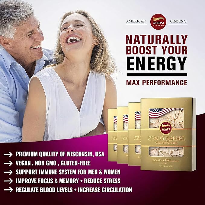 American Wisconsin Ginseng Slices — Improved Energy Performance &amp Mental Health for Men &amp Women (16 Oz)
