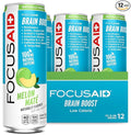 FOCUSAID Energy Blend Brain Boosting Nootropics Drink Alpha-GPC GABA B-Complex Yerba Mate Green Tea 100% Clean 100mg Natural Caffeine 12-oz. can 12 Pack