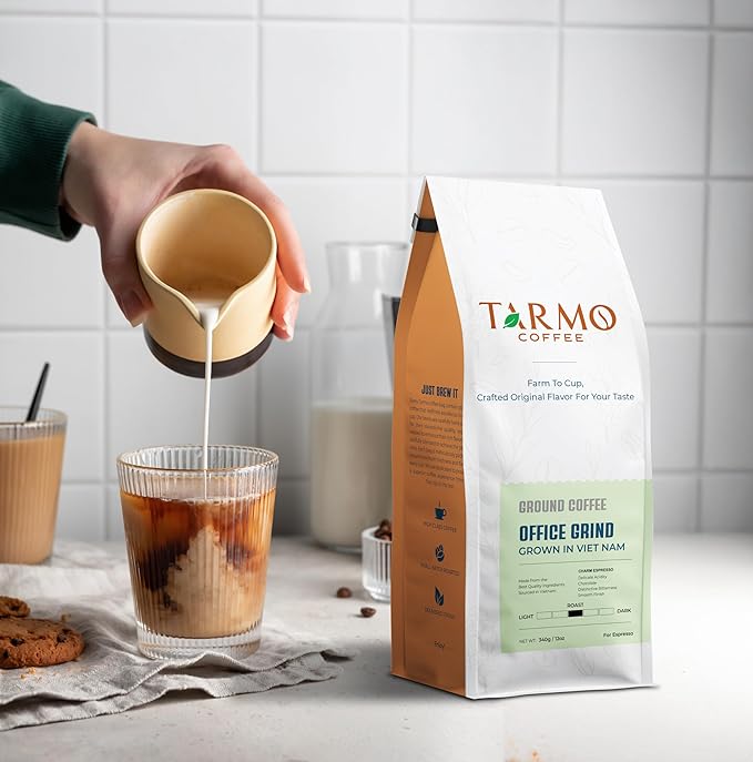 Tarmo Coffee | OFFICE GRIND - Low Acid Ground Coffee Vietnamese Coffee Premium Arabica &amp Robusta Blend Medium Roast Coffee 12 Oz Bag