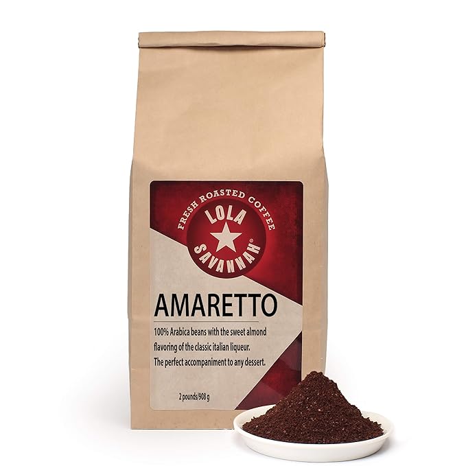 Lola Savannah Amaretto Ground Coffee - Roasted Arabica Beans Brings Traditional Italian Flavors to Your Cup | Caffeinated | 2lb Bag