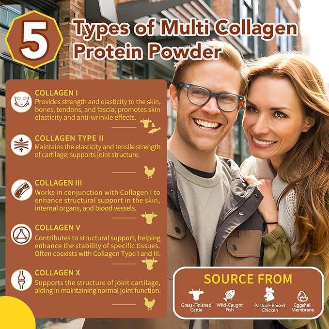 Zammex Multi Collagen Protein Powder Type I &amp III &amp V &amp X Hydrolyzed Collagen Peptides for Women &amp Men Supports Hair and Skin Gut Health 41 Servings Chocolate