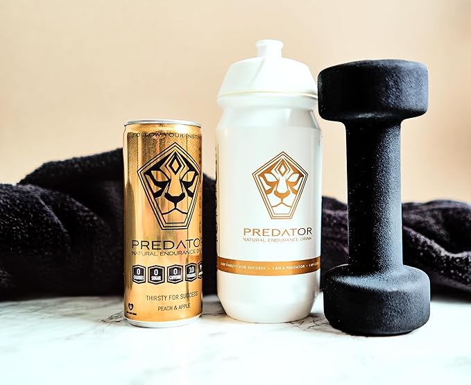 Predator Endurace Gold - Apple Peach - Adaptogens: Rhodiola Rosea Leuzea Root Suma Root - No Sugar and No caffeine -12-pack