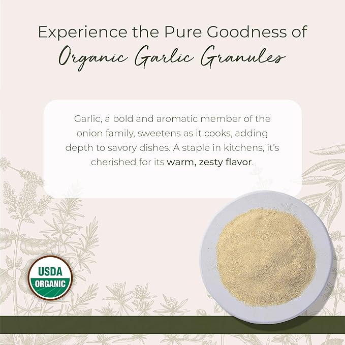 Starwest Botanicals Dried Organic Garlic Granules - Granulated Garlic Seasoning for Cooking Herb for Rubs Bread Vegetables &amp Meat Aromatic &amp Flavorful Certified Kosher Non-GMO - Bulk 1
