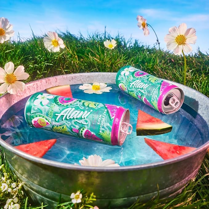 New Alani Energy Drinks Strawberry Sunrise Watermelon Wave Pink Slush Variety Pack Sugar-Free Low-Calorie Energy Boost Drink 12 fl oz (Pack of 6)