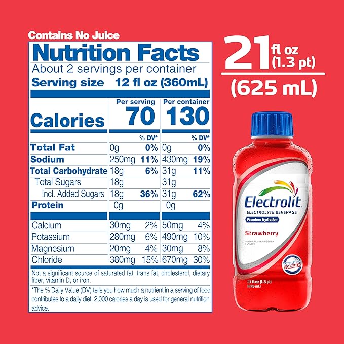 Electrolit Electrolyte Beverage Strawberry 21 Fl Oz bottle (Pack of 12)
