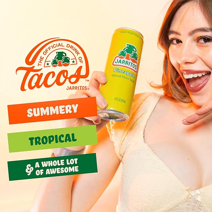 Jarritos Variety Pack of 16-12 oz Cans Authentic Mexican Soft Drink 8 Cans of Refreshing Guava Flavor and 8 Cans of Refreshing Pineapple Flavor